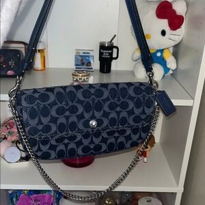 Coach Brook Flap Chain Bag In Signature Denim